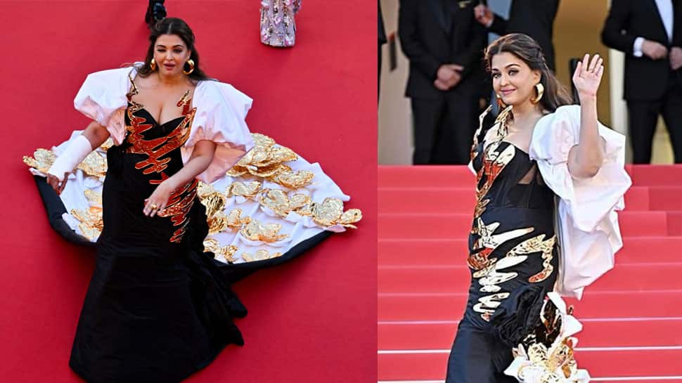 Aishwarya Rai slays Cannes 2024 red carpet in black-golden Falguni Shane Peacock gown, netizens aren't impressed!