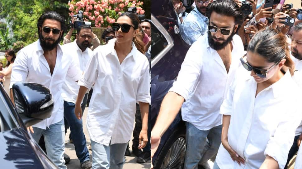 Deepika Padukone was seen with baby bump while going out to vote, Ranveer Singh protected his wife amidst the crowd - see