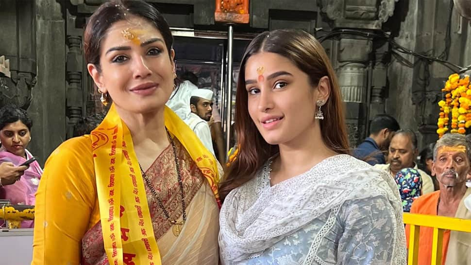 Raveena Tandon and daughter Rasha Thadani take blessings at Bhimashankar temple – see photos