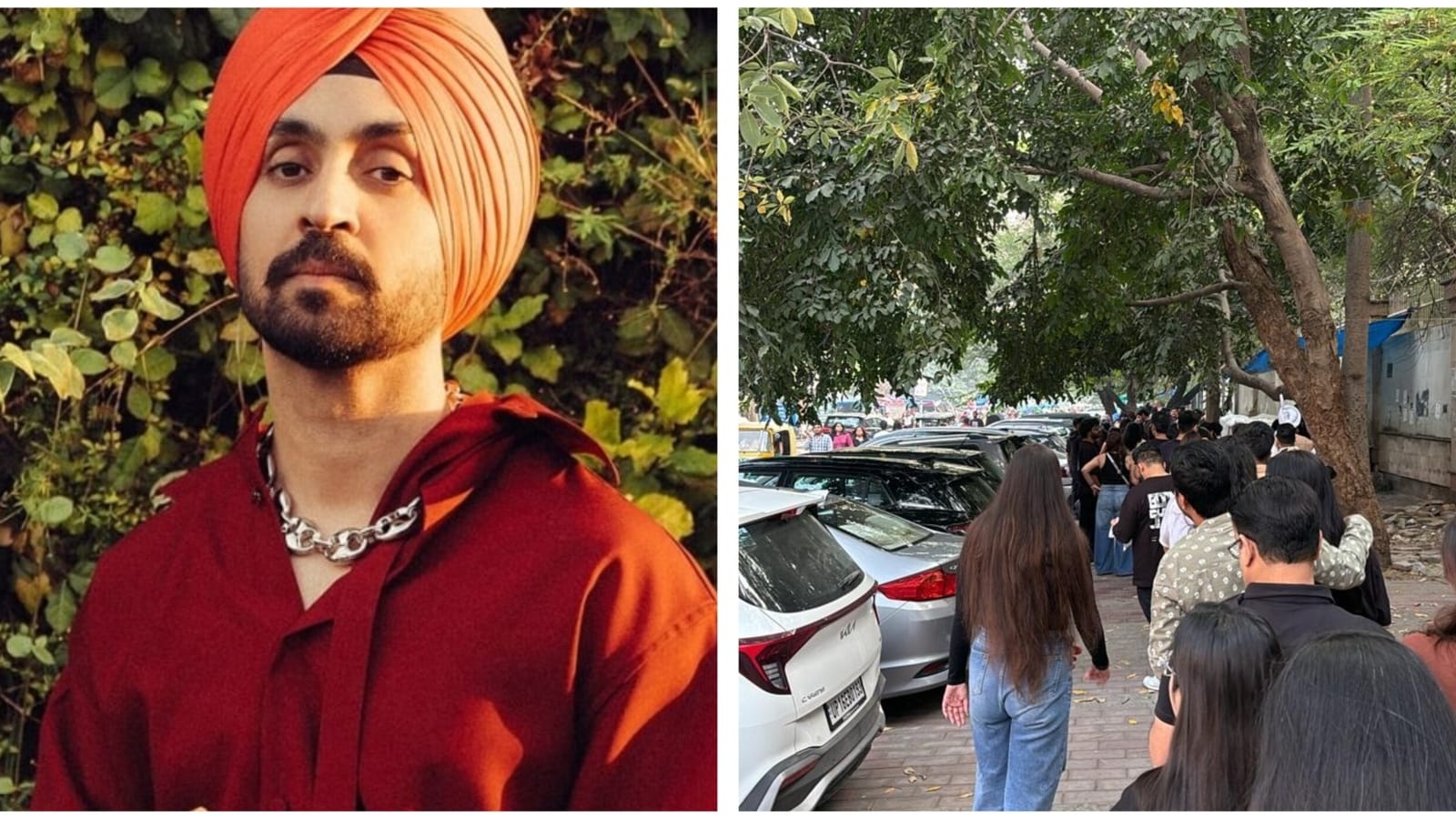 Crowds of fans gathered at JLN Stadium to attend Diljit Dosanjh’s Delhi concert, several kilometer long lines formed outside the venue.