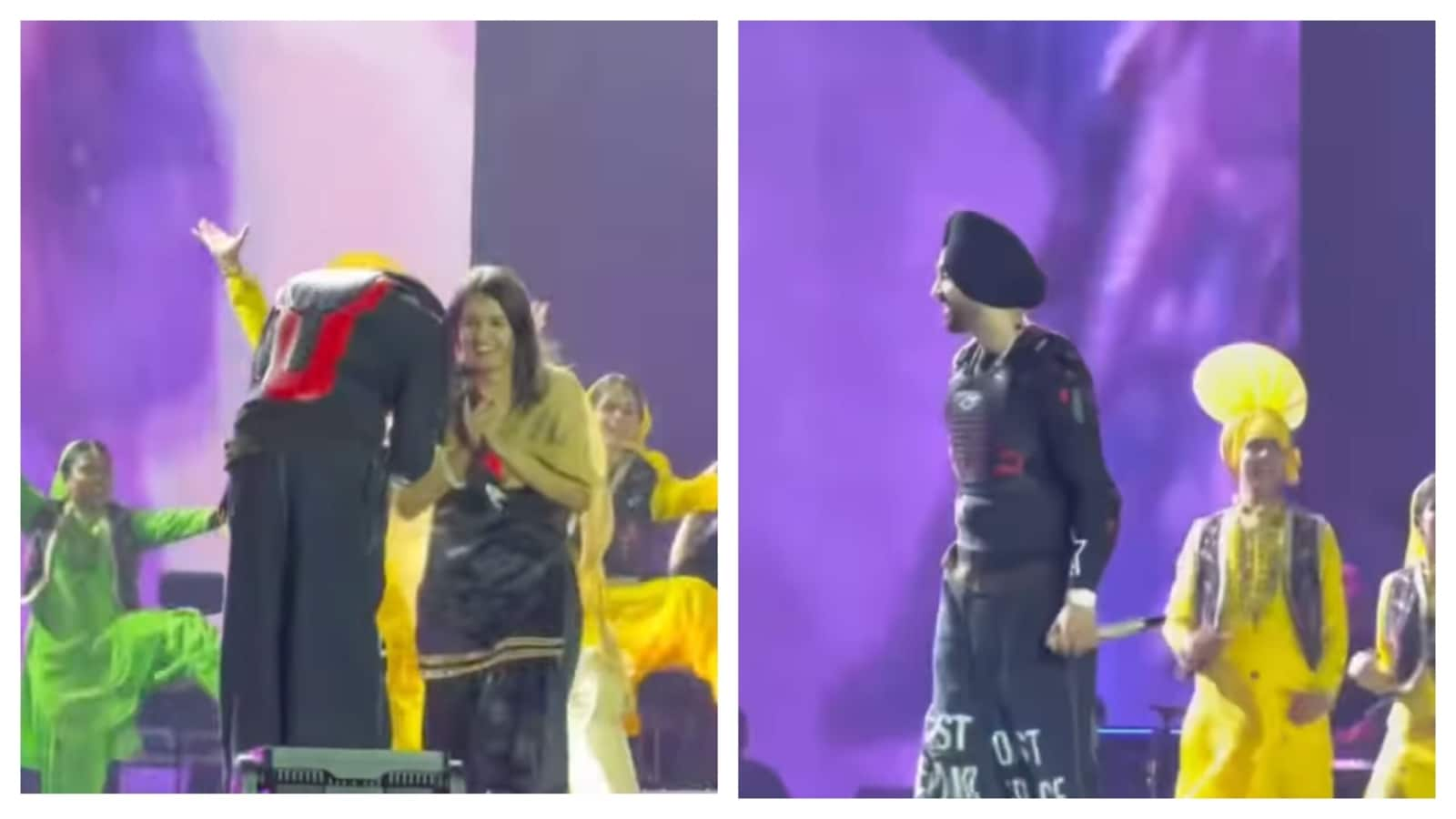 After hugging a fan during the concert, a shy Diljit Dosanjh turned his face away from the audience. Watch