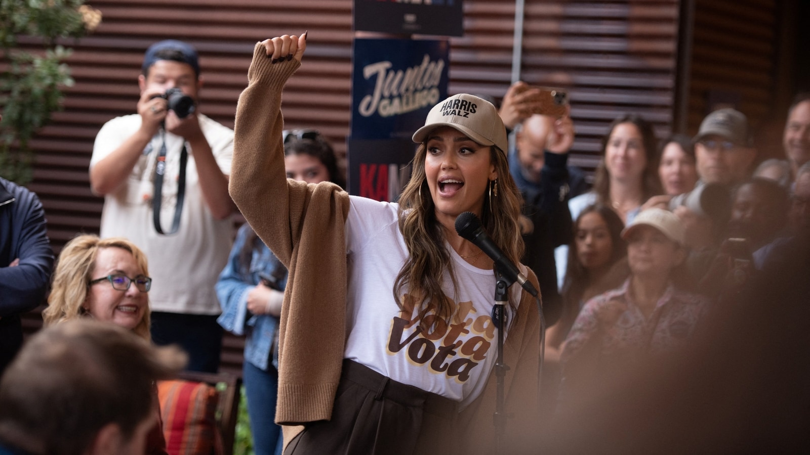 Jessica Alba, Eva Longoria and other celebs campaign for Harris in Arizona