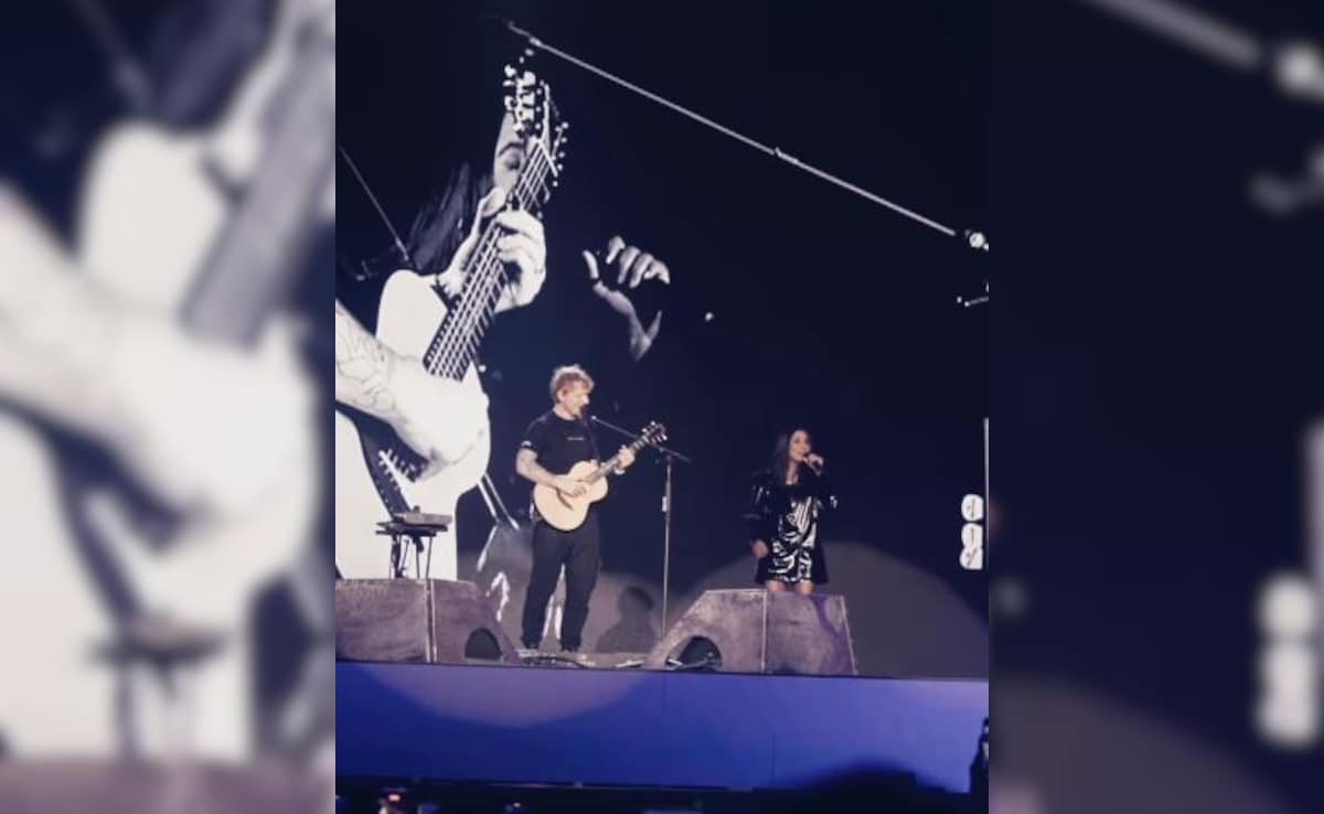 JR NTR is above the moon as Ed Sheeran sings Chutamal With Shilpa Rao at Bengaluru concert