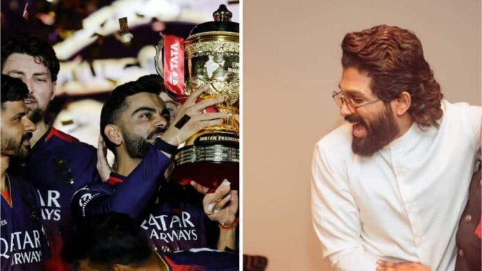 Allu Arjun, Vijay Devarakonda, Ranveer Singh participate in celebrating RCB's first IPL title victory.

